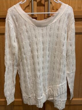 mark. White Open-Knit Scoop Neck Sweater 100% Cotton Size XXL